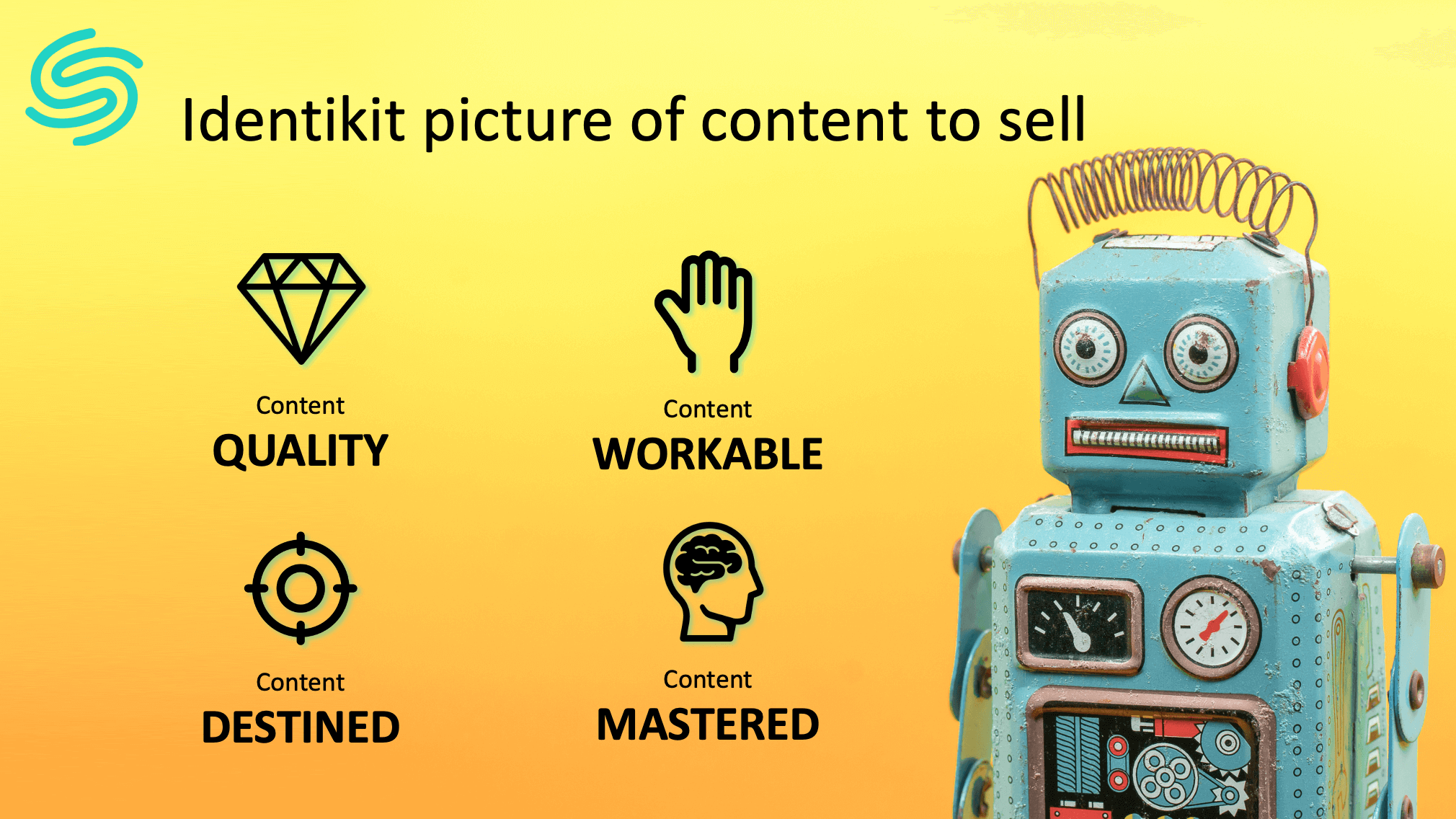 Robot portrait of a marketing content to sell